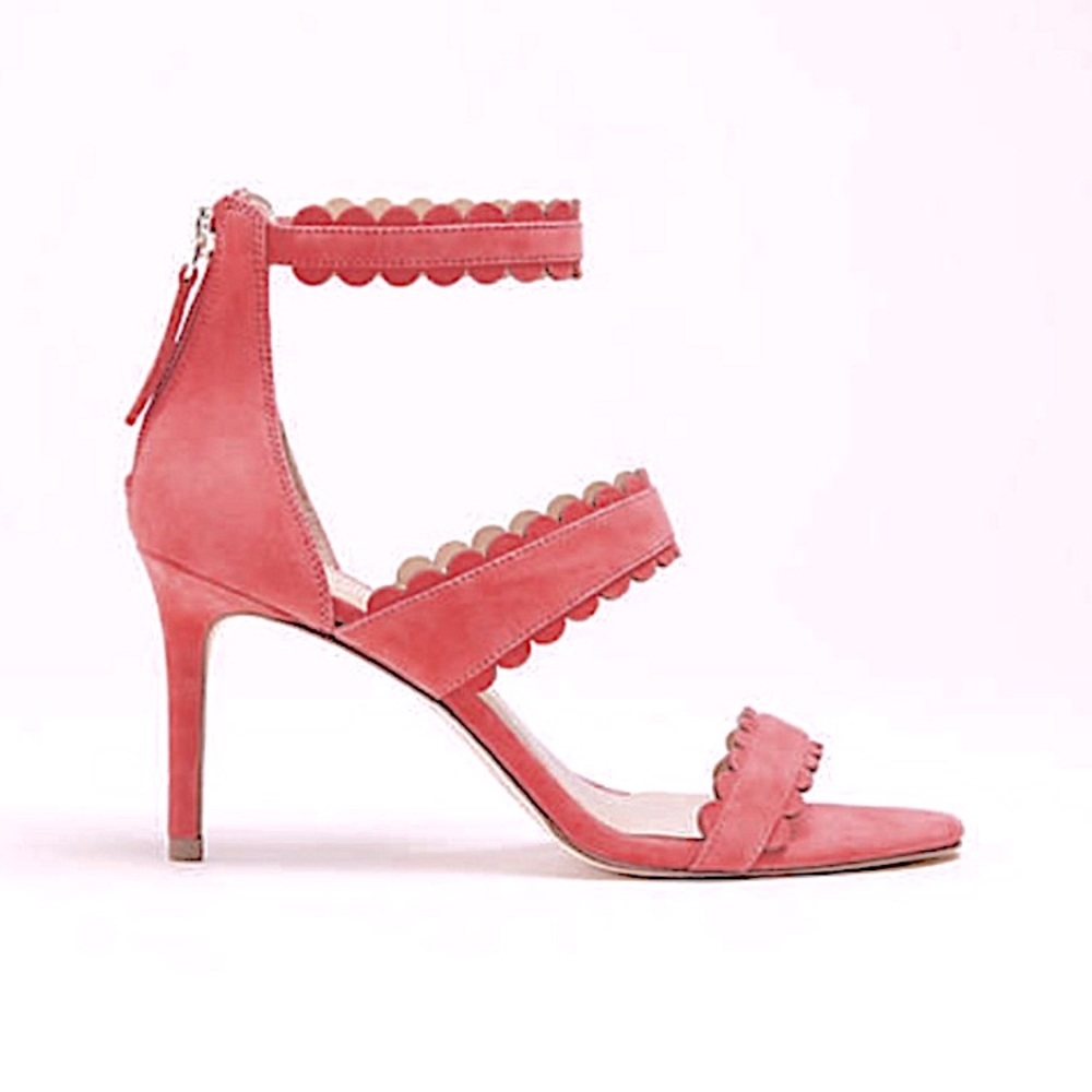 Ann Taylor flamingo pink scalloped strappy heels